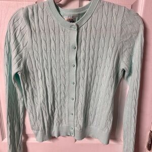 J. Crew Mint Green Cable-Knit Button Cardigan